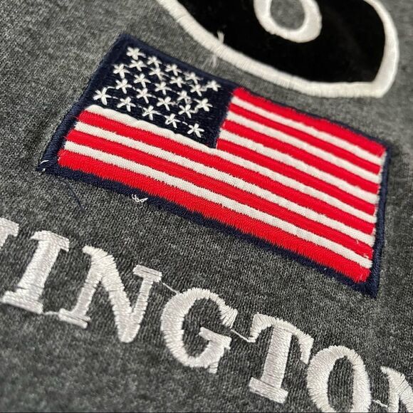 USA Flag Washington DC Embroidered Applique Dark Gray T Shirt L XL - Picture 3 of 7